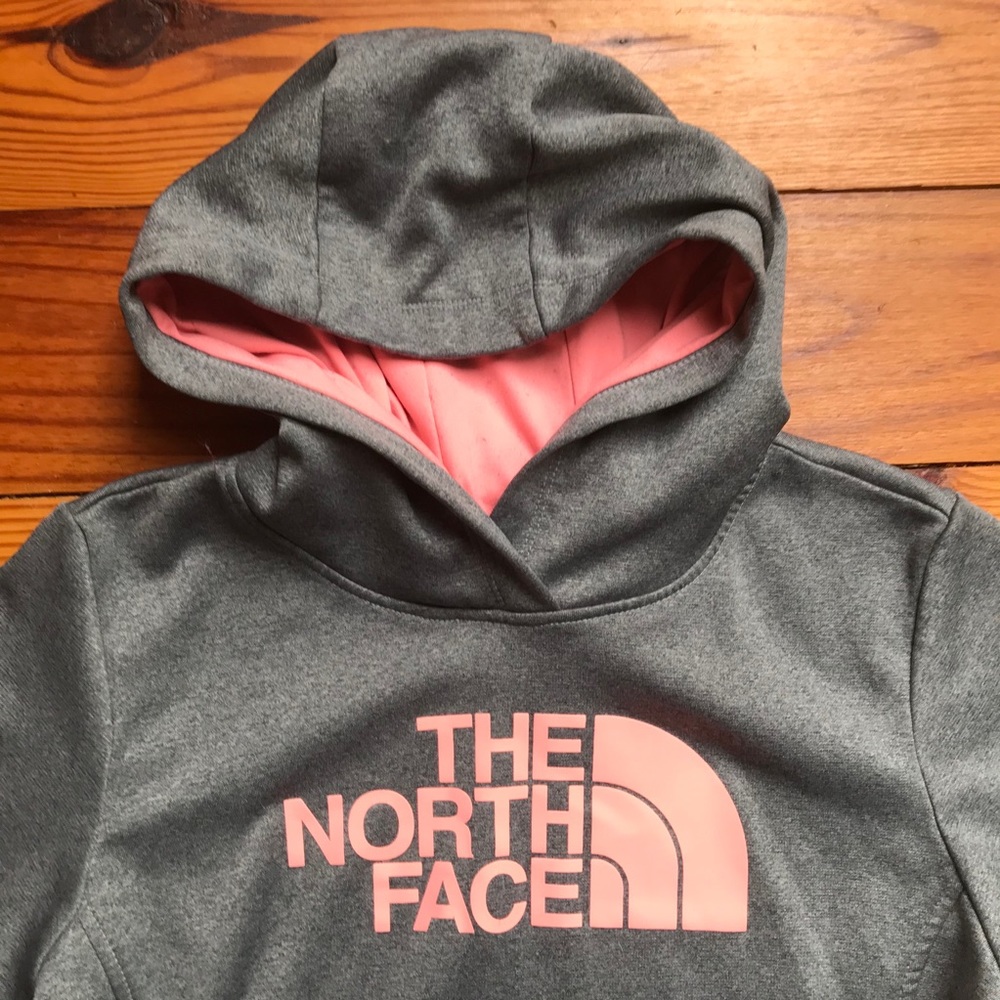 North Face Gray Pink Hoodie, EUC, M - Picture 3 of 13